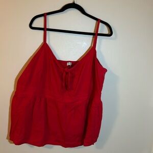 Red linen babydoll tank top